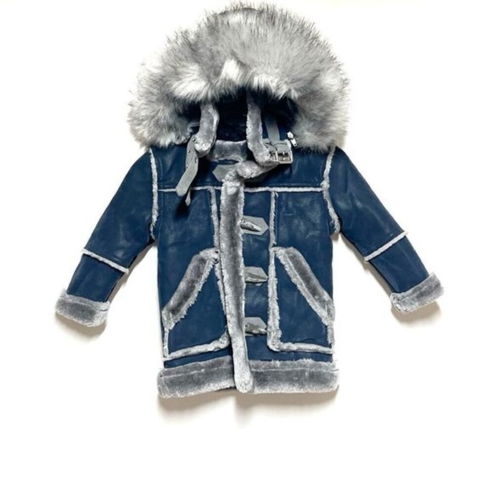 NEW JORDAN CRAIG LEGACY EDITION DENALI SHEARLING COAT BOYS   MIDNIGHT SMOKE Sz 3